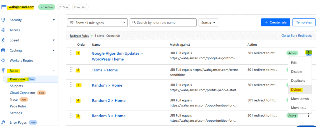 Deleting All the Rules in Cloudflare