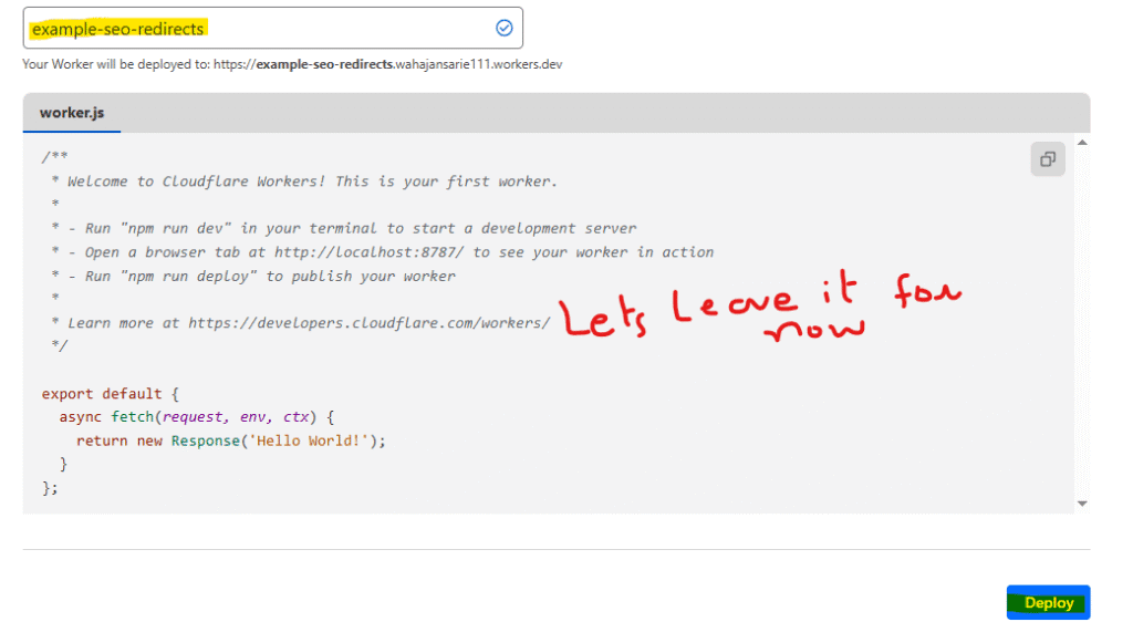 Deploying workers script in Cloudflare for 404 url redirections