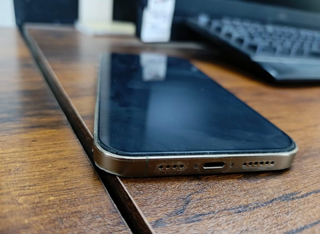 Detailed view of iPhone 12 Pro Max body