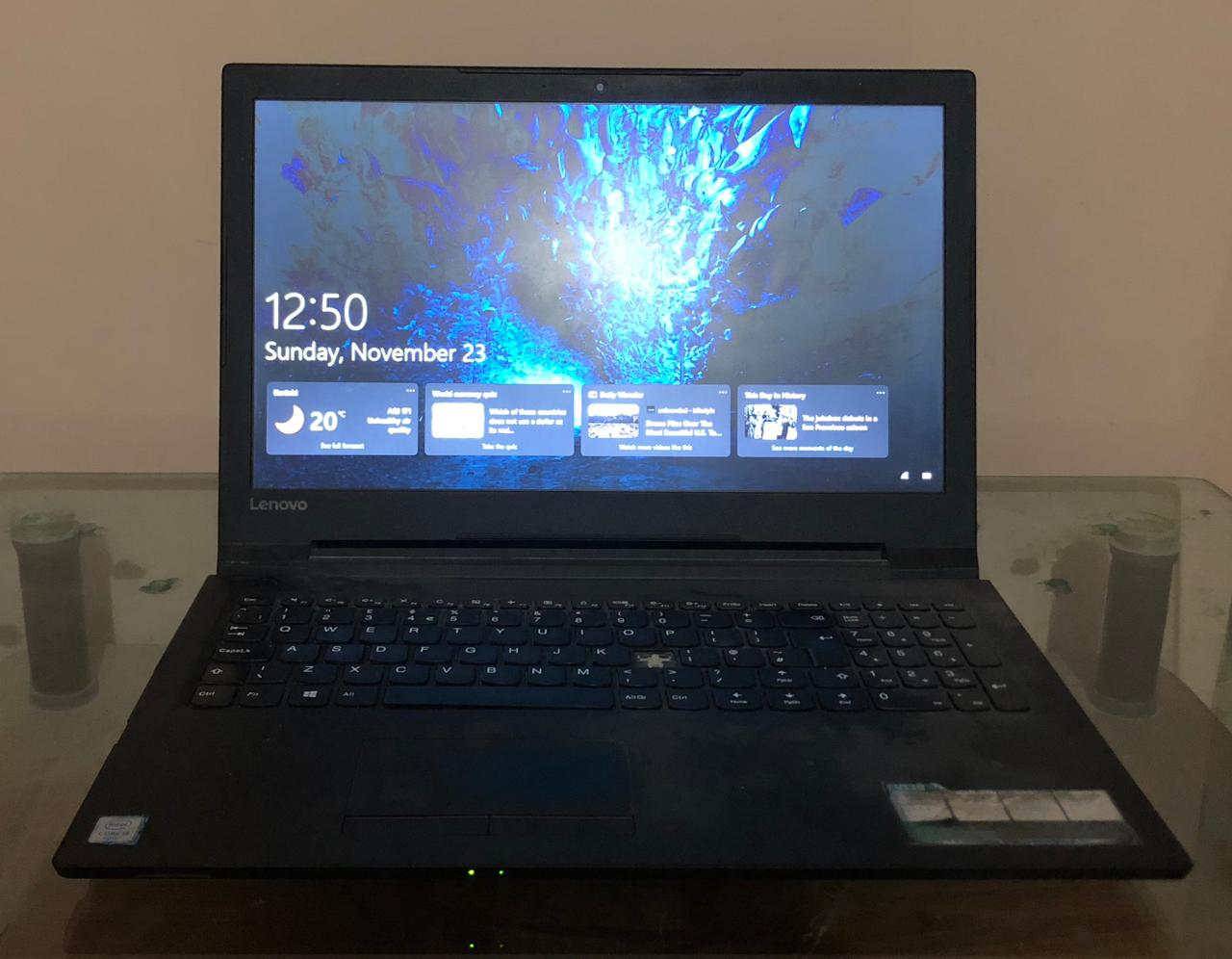 lenovo laptop v110-15isk front view with on screen