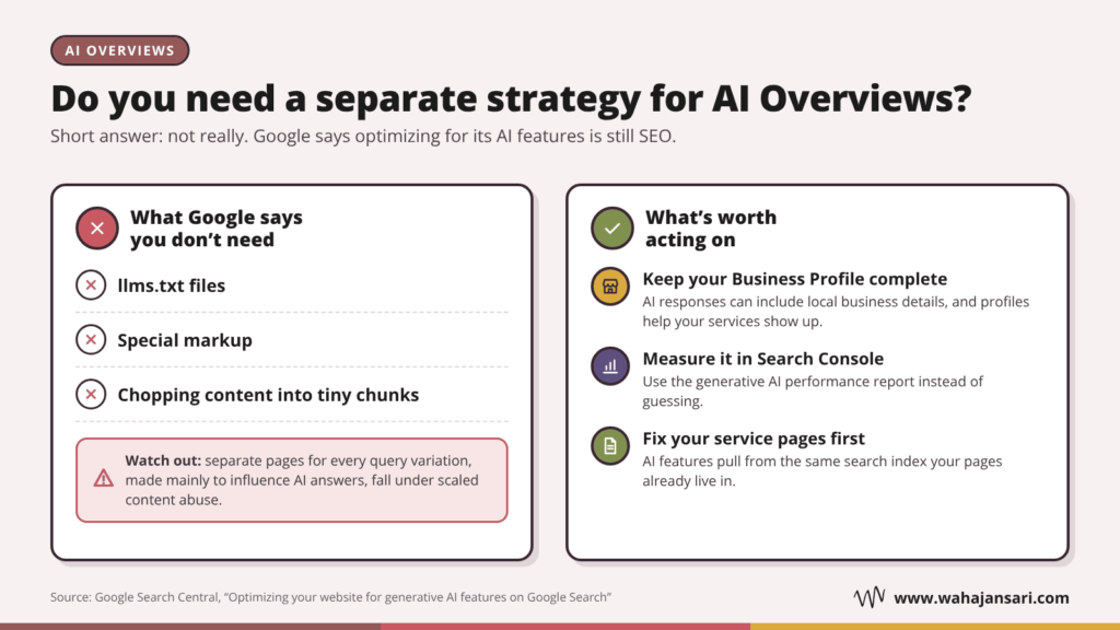 What service businesses do and don’t need for Google AI Overviews