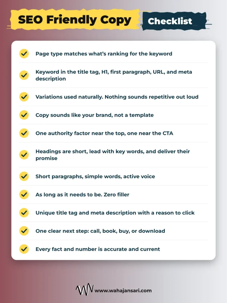 11 point SEO friendly copy checklist